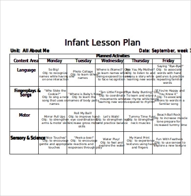 10 Lesson Plan For Infants Examples To Download