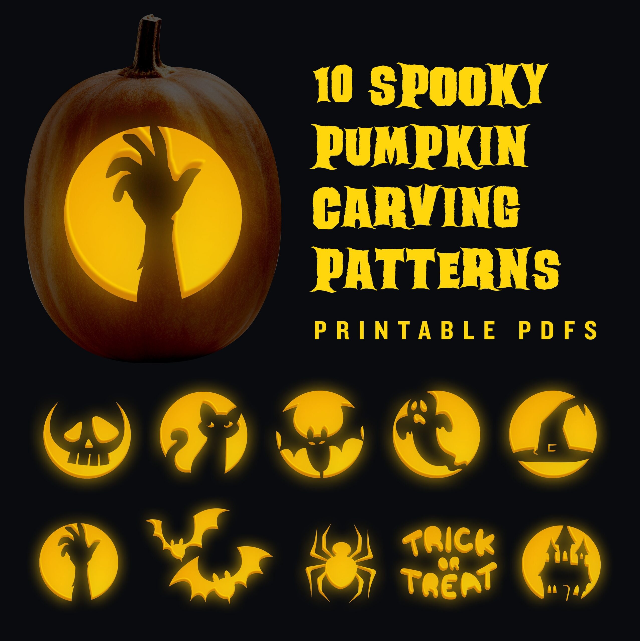 10 Printable Jack o lantern Pumpkin Carving Patterns For Etsy