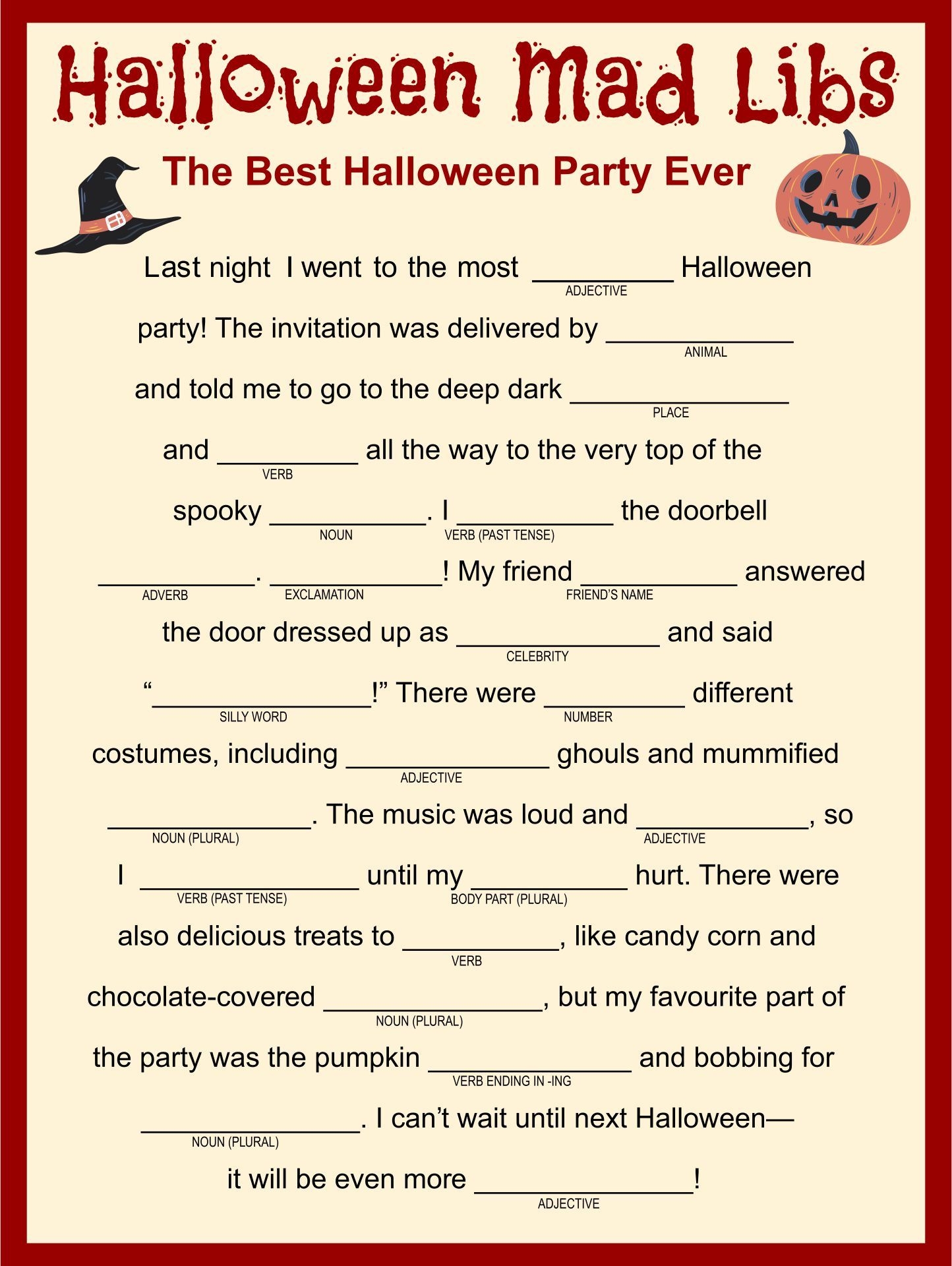 15 Best Halloween Mad Libs Story Printable Pdf For Free At Artofit