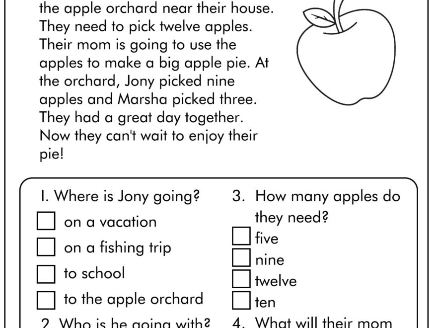 15 First Grade Reading Comprehension Worksheets Free PDF At