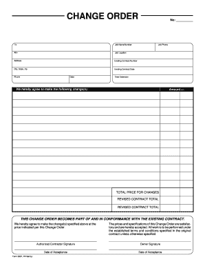 18 Printable Change Order Template Forms Fillable Samples In PDF 