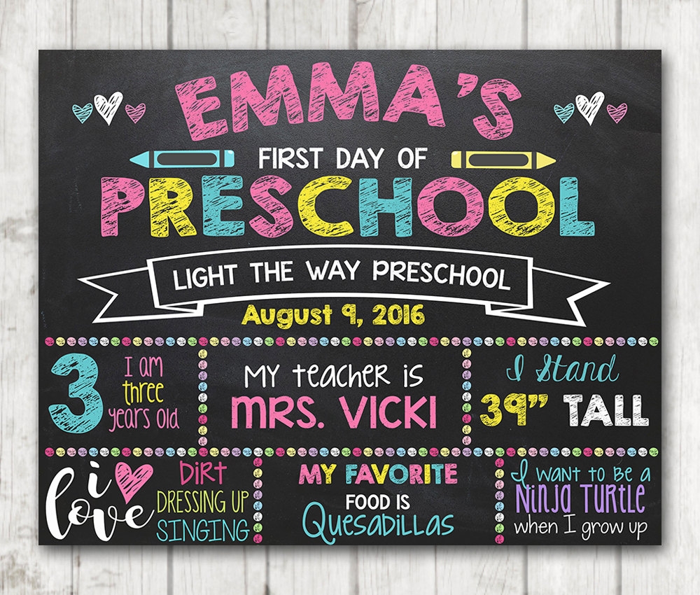 1st Day Of Preschool Sign Free Printable Printable Templates