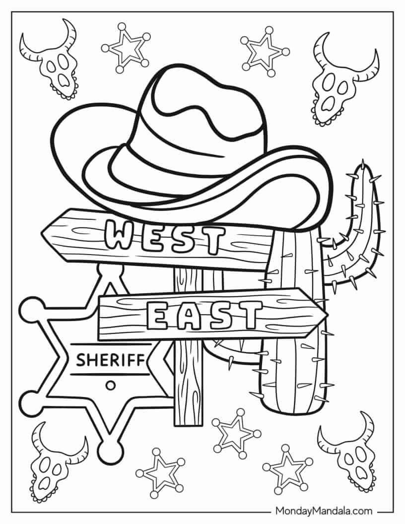 20 Cowboy Coloring Pages Free PDF Printables In 2024 Coloring Pages 
