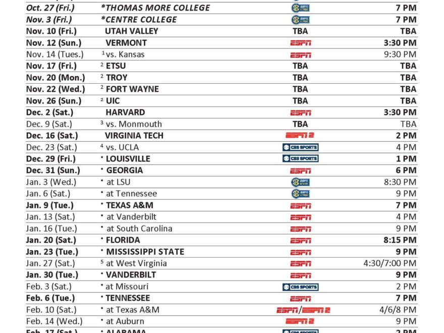 2025 2025 Kentucky Basketball Schedule Jackson M Littlejohn