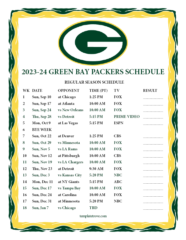 2025 2025 Packers Schedule Amelie H Cecil