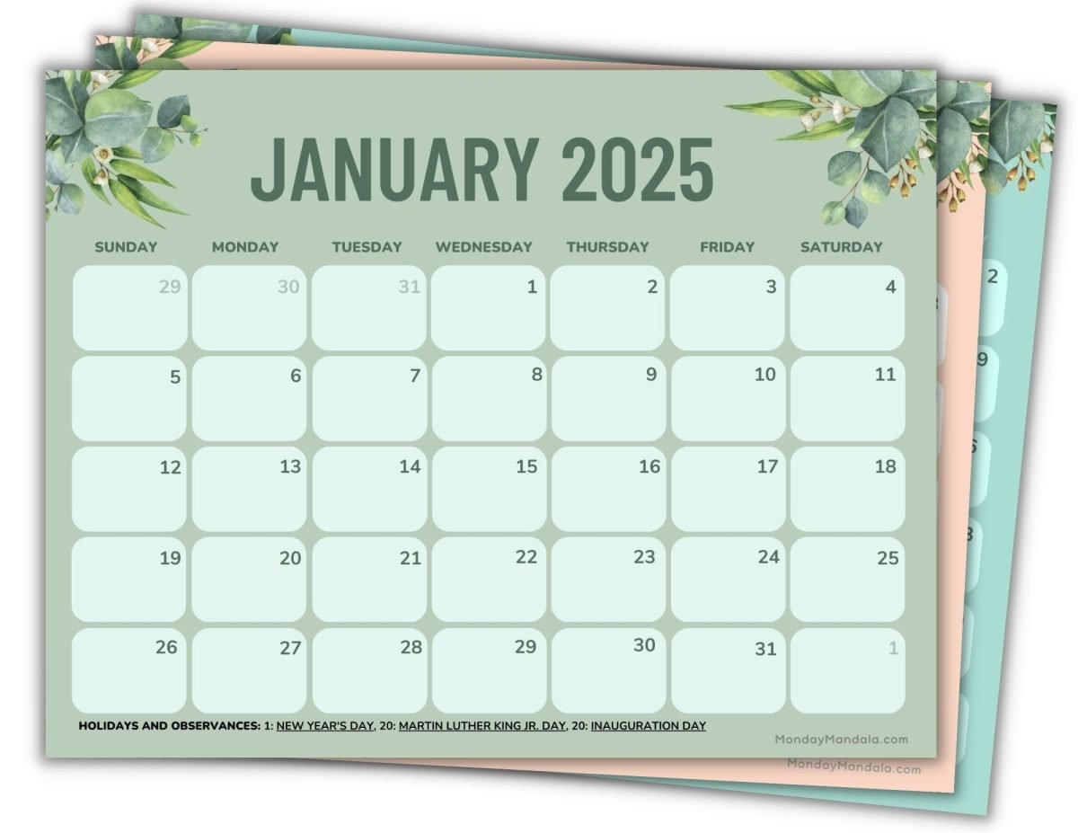 2025 Printable Calendars 56 Free PDF Printables 