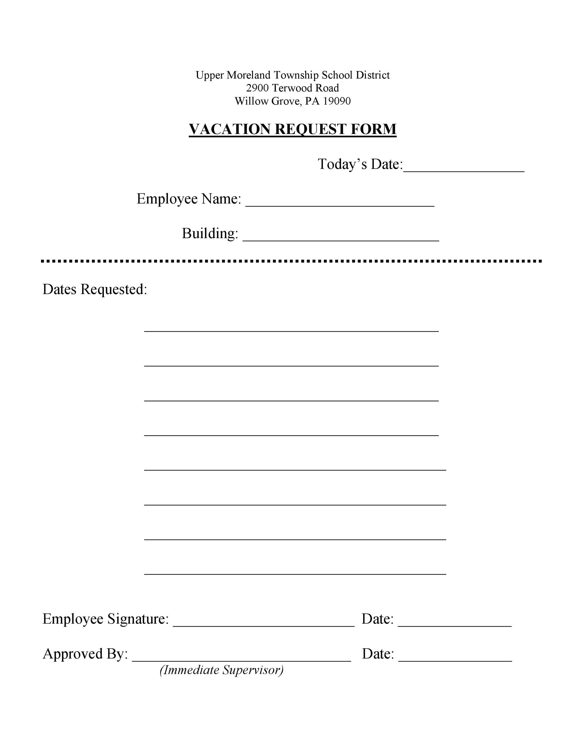 Printable Vacation Request Form 2025
