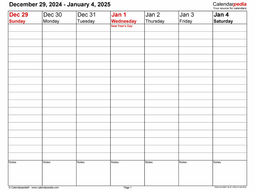 2025 Weekly Calendar A Comprehensive Guide To Planning Your Year