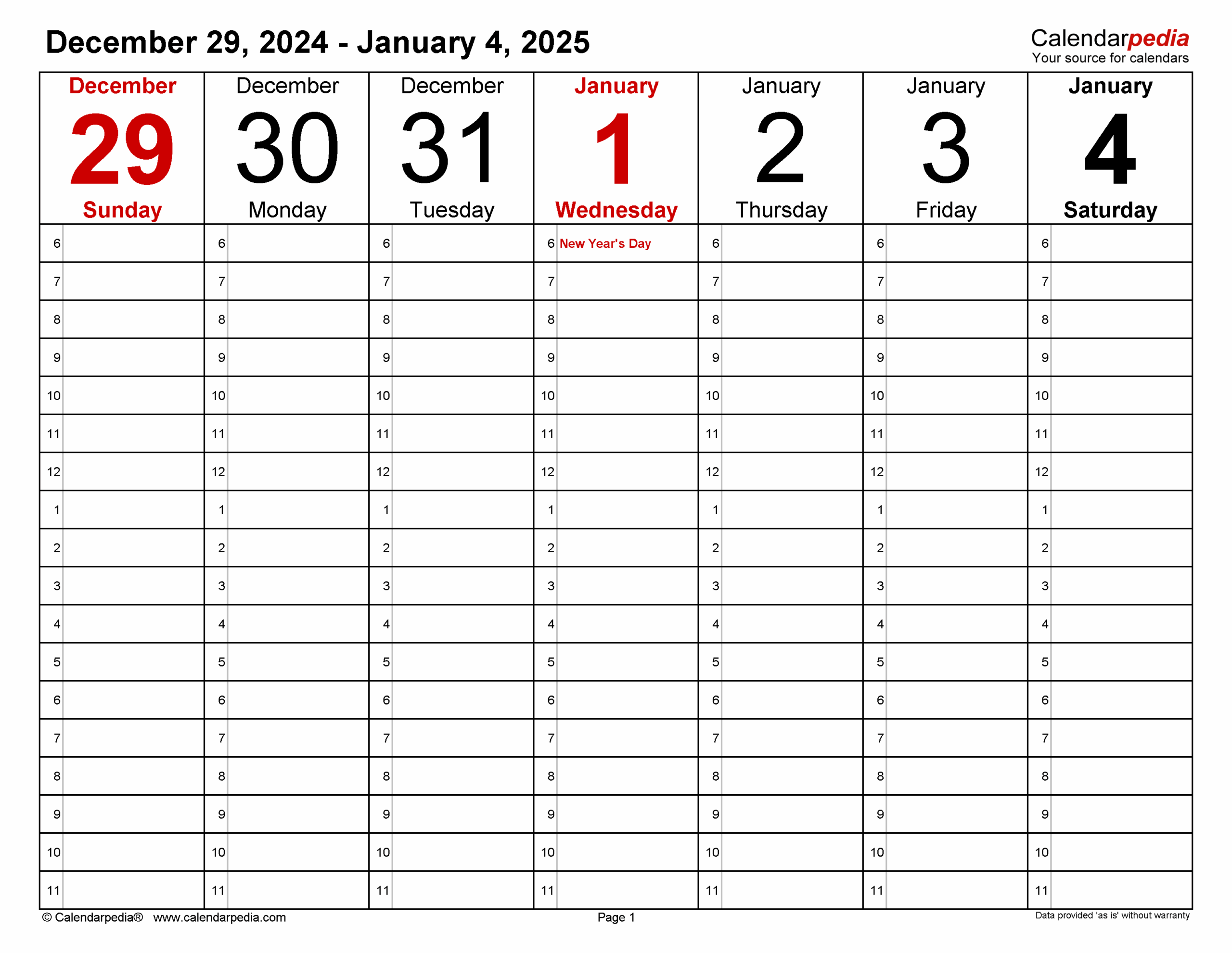 2025 Weekly Calendar Template Printable Coloring Taylah J Toll