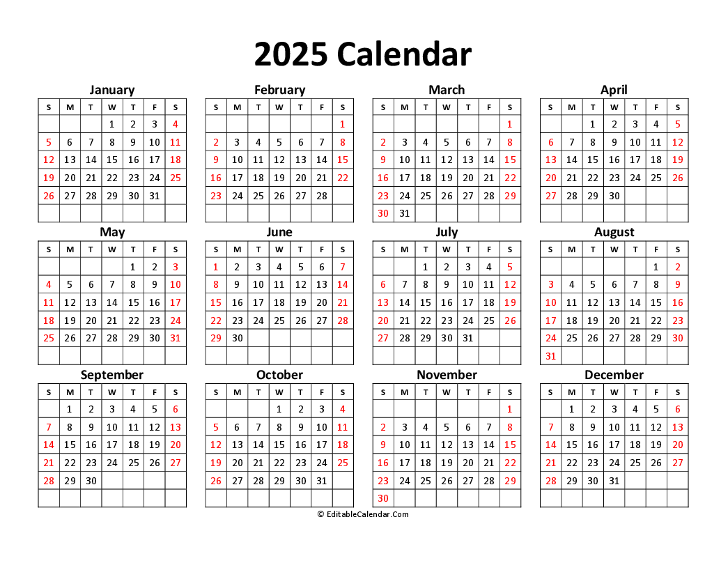 Free Printable 2025 And 2025 Calendars