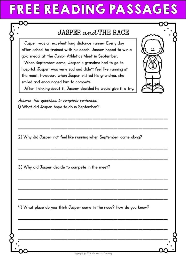 2nd Grade Reading Printable Worksheets Reading Worksheet Printable