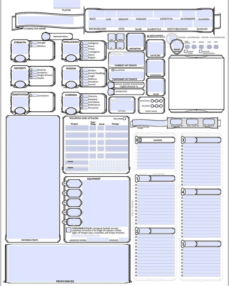 3 5 Character Sheet Printable