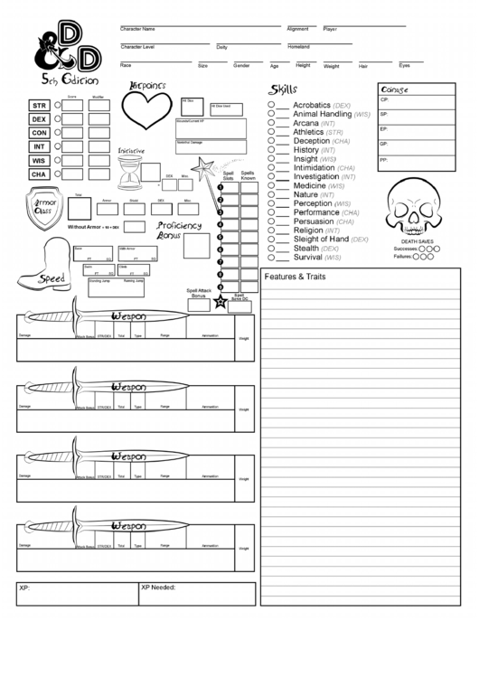 3 5 Character Sheet Printable