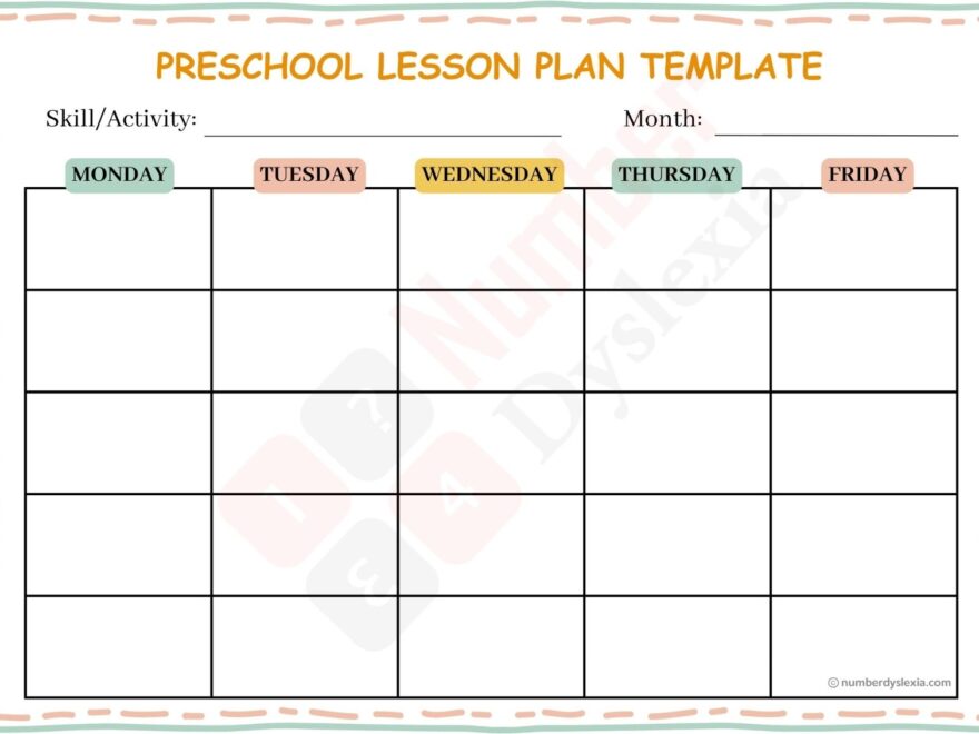 3 Printable Preschool Lesson Plan Templates PDF Included Number