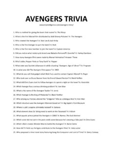 30 Avengers Trivia Questions Answers Easy To Hard 