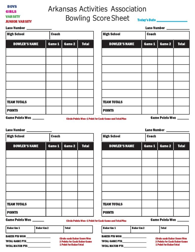36 Printable Bowling Score Sheet Templates Examples 