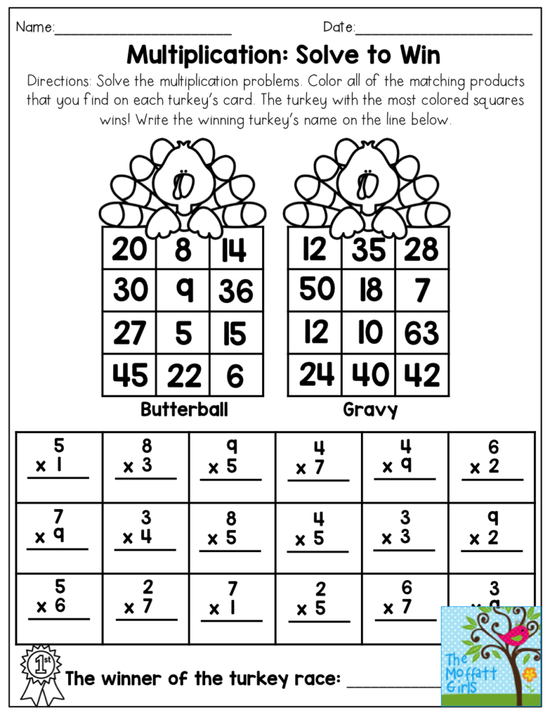 3rd Grade Math Worksheets Packet