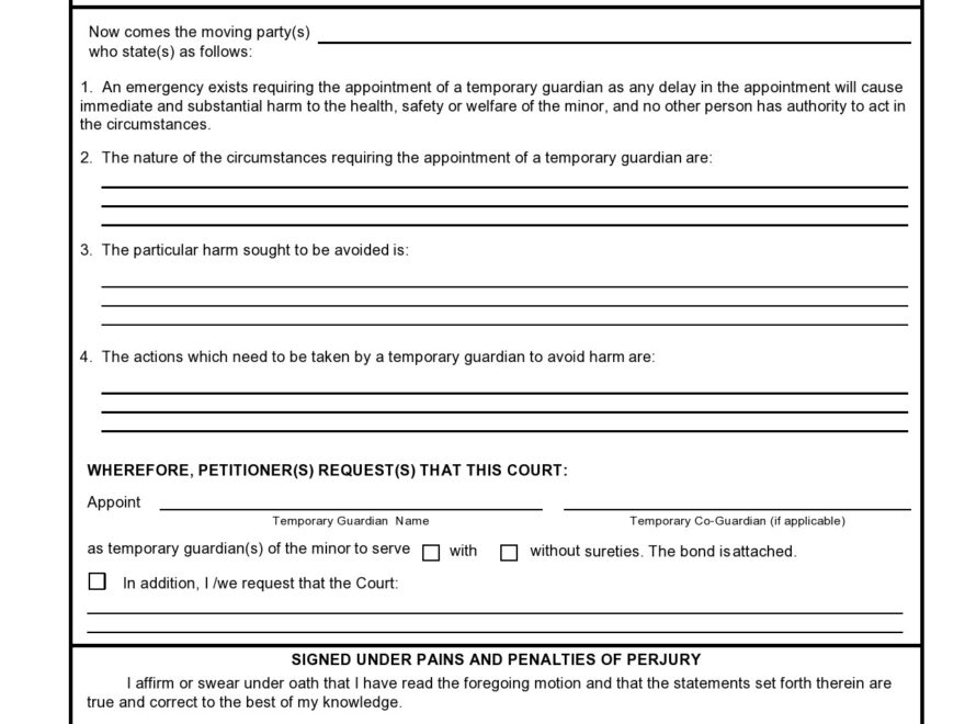 40 Printable Temporary Guardianship Forms All States