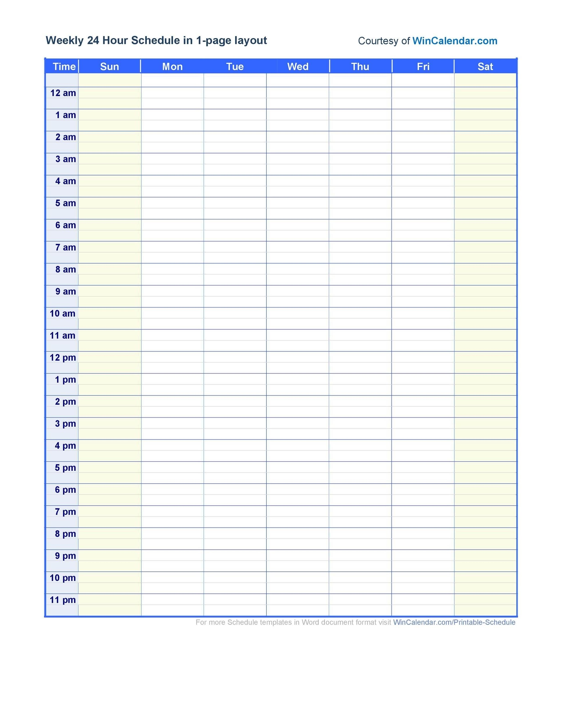 43 Effective Hourly Schedule Templates Excel MS Word TemplateLab