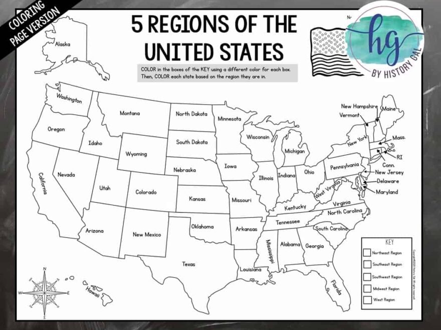 5 Regions Of The United States Map Activity Print And Digital By