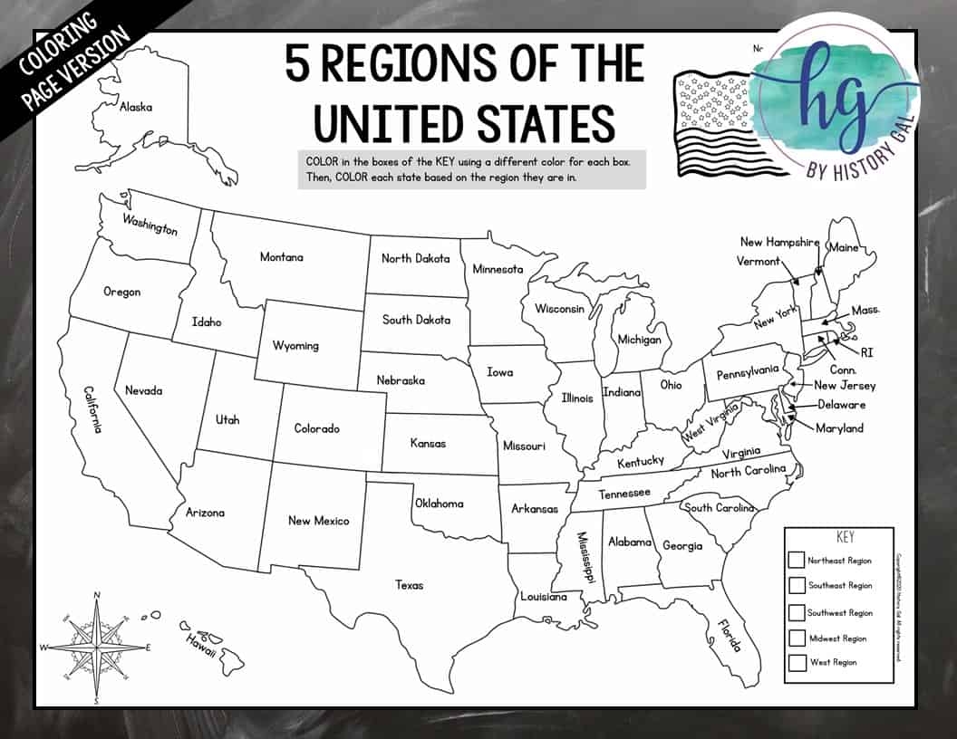 5 Regions Of The United States Map Activity Print And Digital By 