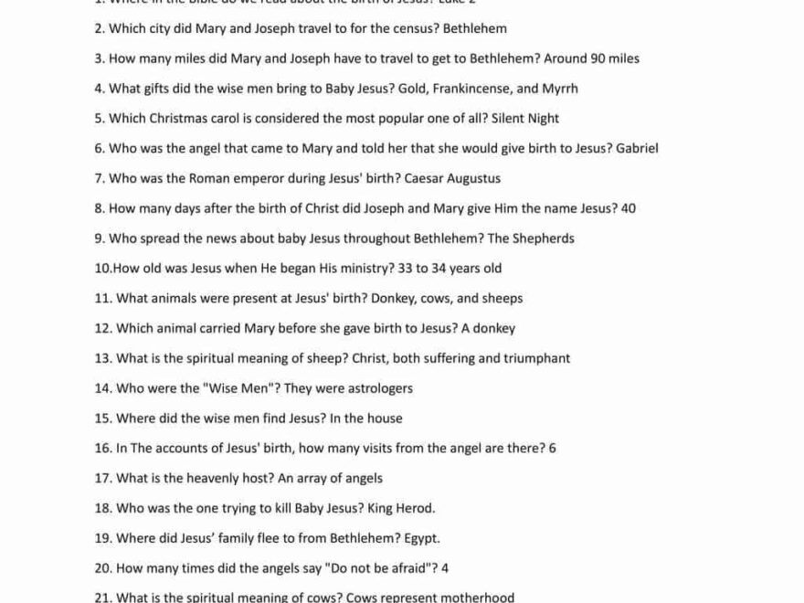 50 Christmas Bible Trivia Answers Fun Quiz