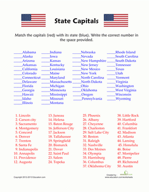 State Capitals Quiz Printable Multiple Choice