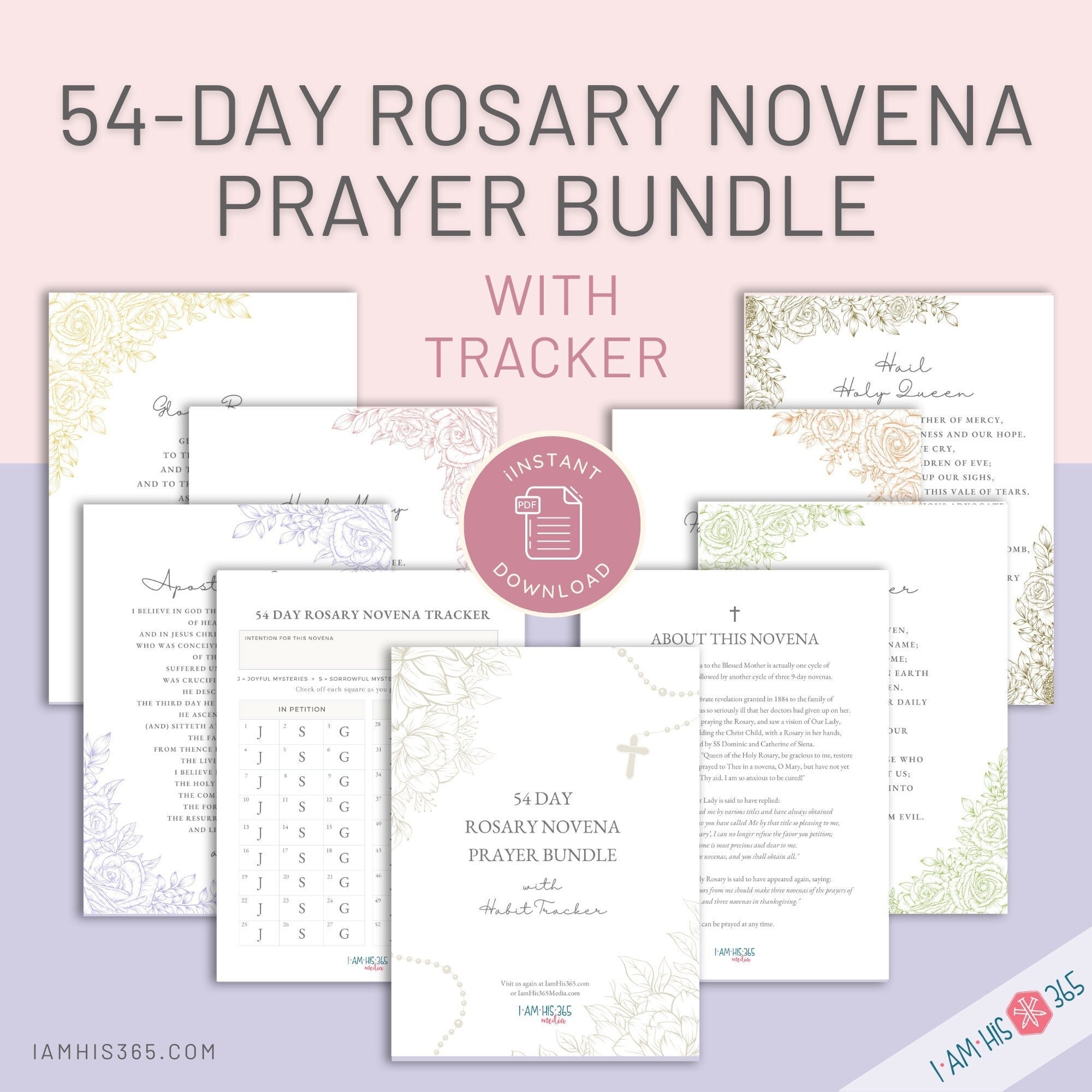54 Day Rosary Novena Prayer Bundle With Habit Tracker Printable 