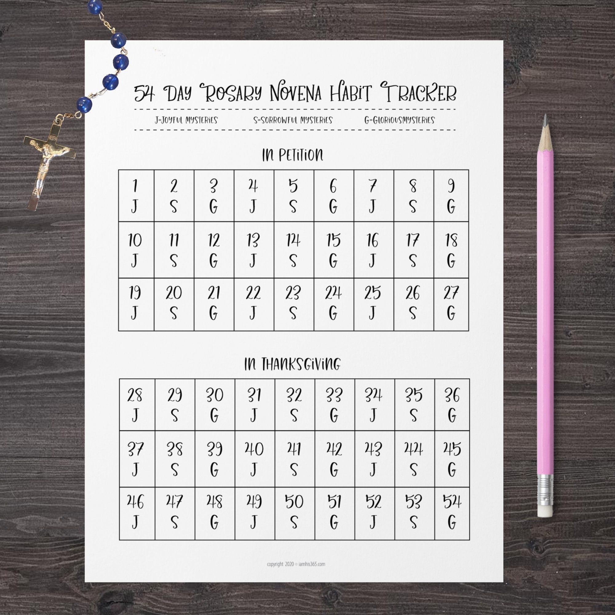 54 Day Rosary Novena Prayer Bundle With Habit Tracker Printable 