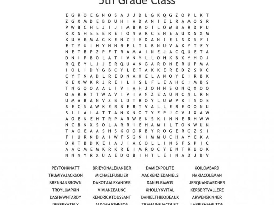 5Th Grade Word Search Free Printable