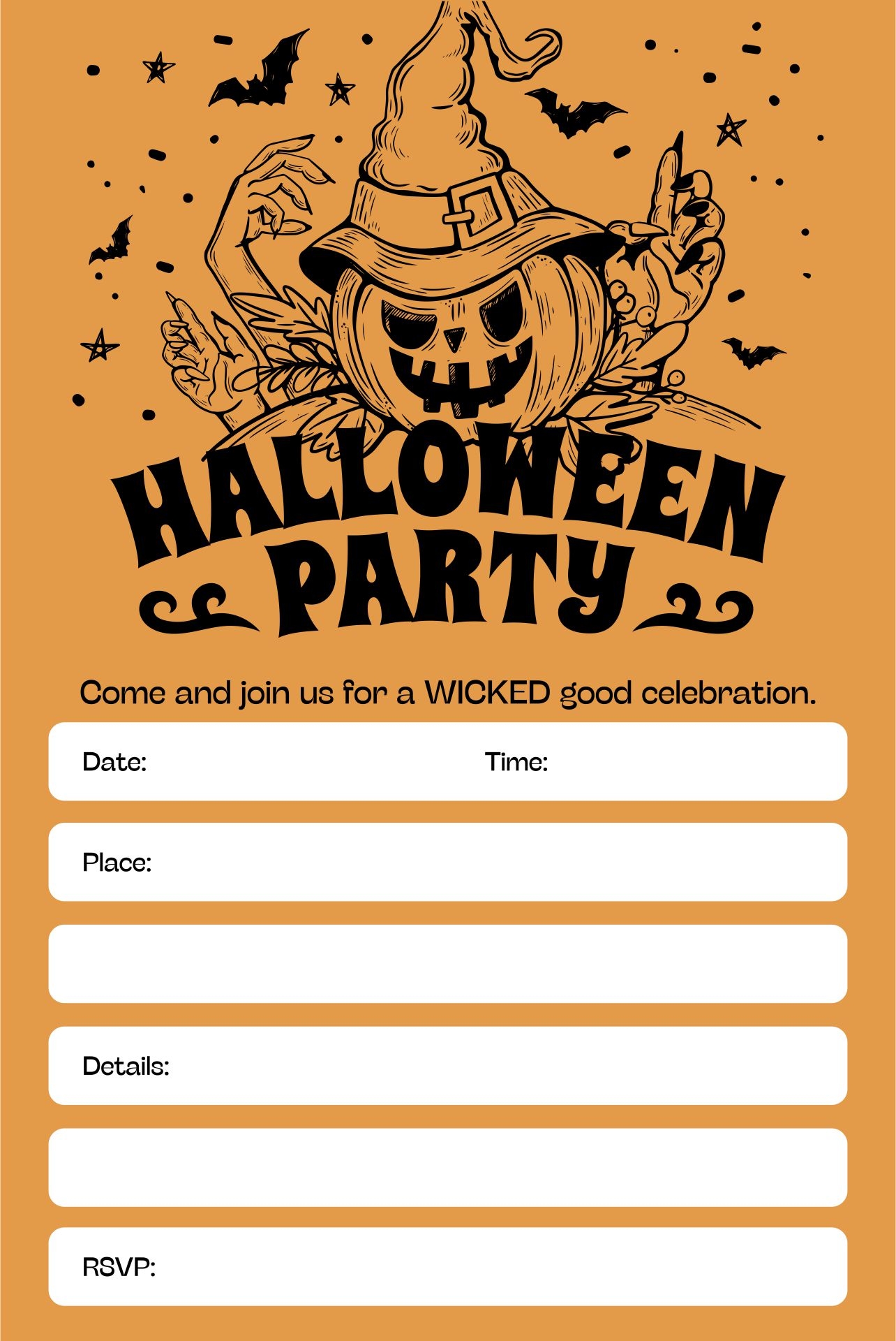 6 Best Images Of Adult Halloween Party Invitations Printable Free 