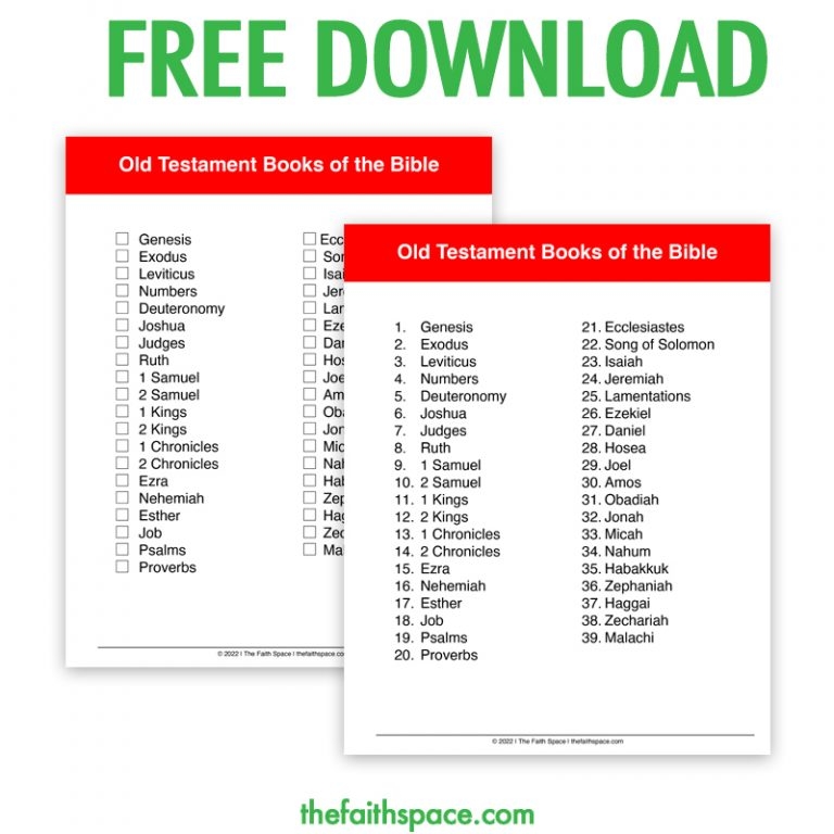 Books Of The Bible List Printable