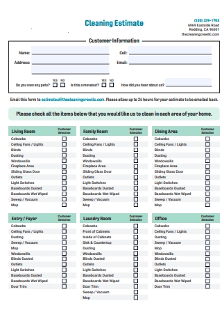 7 FREE Cleaning Estimate Samples To Download