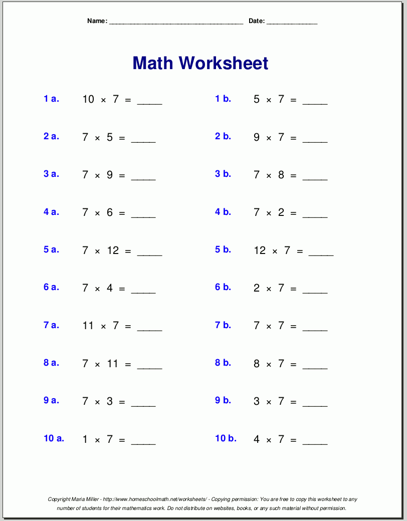 7Th Grade Math Worksheets Free Printable With Answers