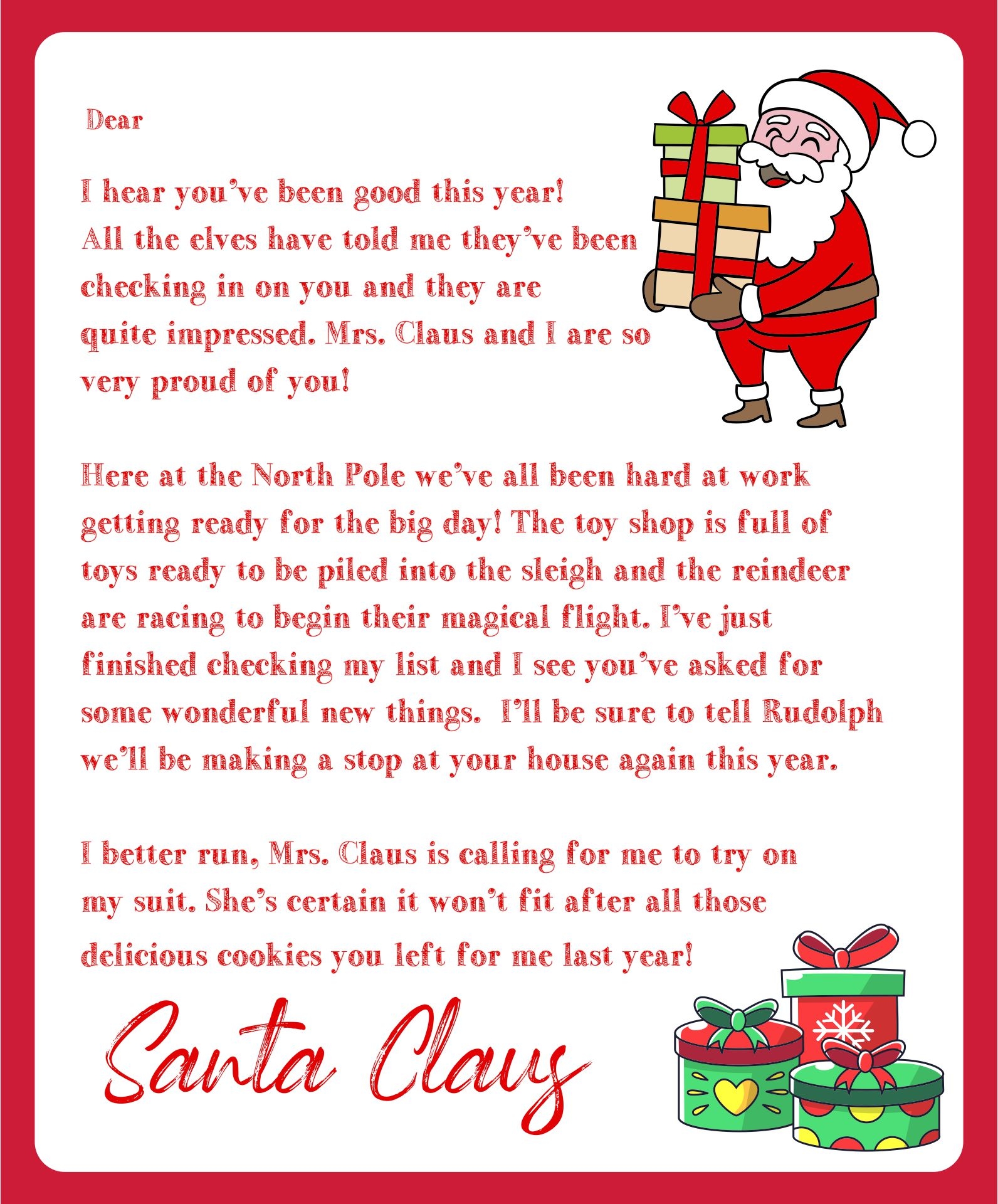 Letters From Santa Free Printable