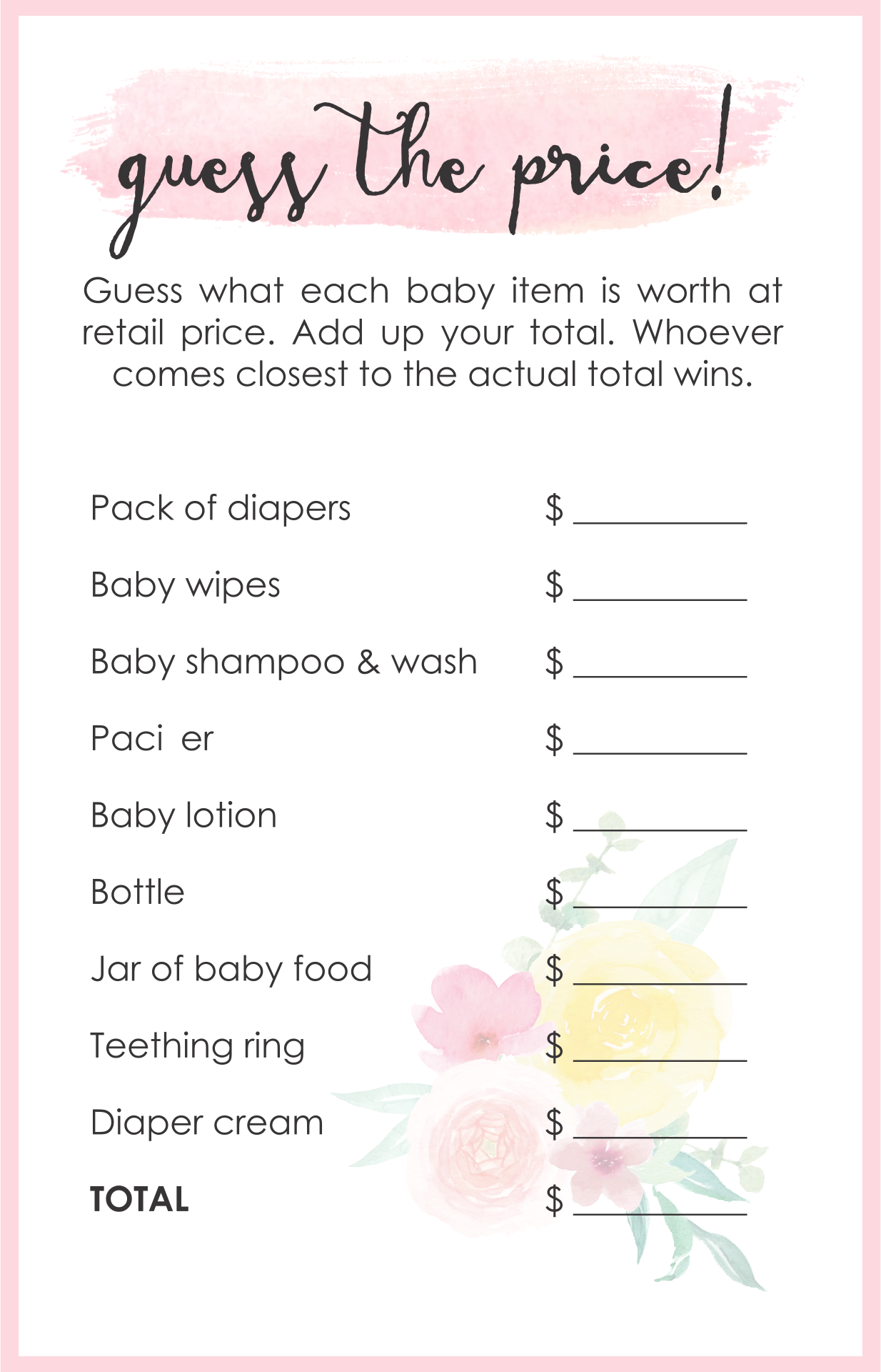 8 Best Images Of Price Is Right Baby Shower Free Printables Price Is 