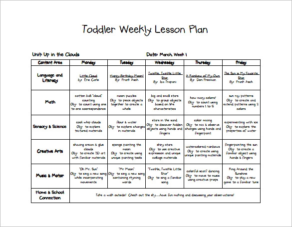 Free Printable Toddler Lesson Plans