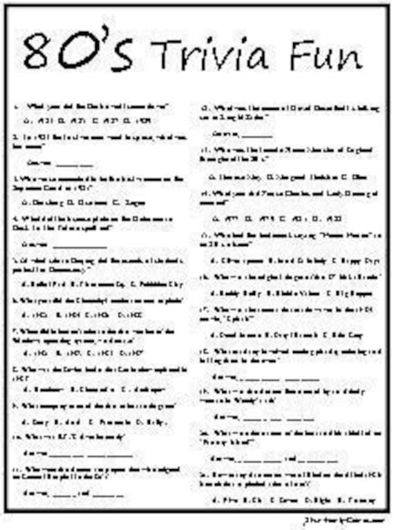 80S Trivia Questions And Answers Printable