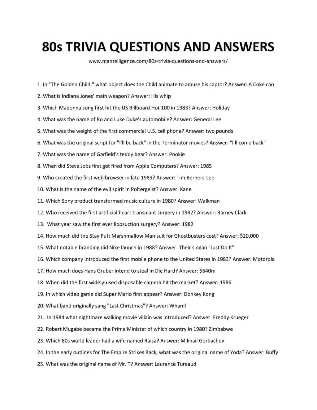 82 Best 80s Trivia Questions And Answers This Is The Only List You 39 ll 