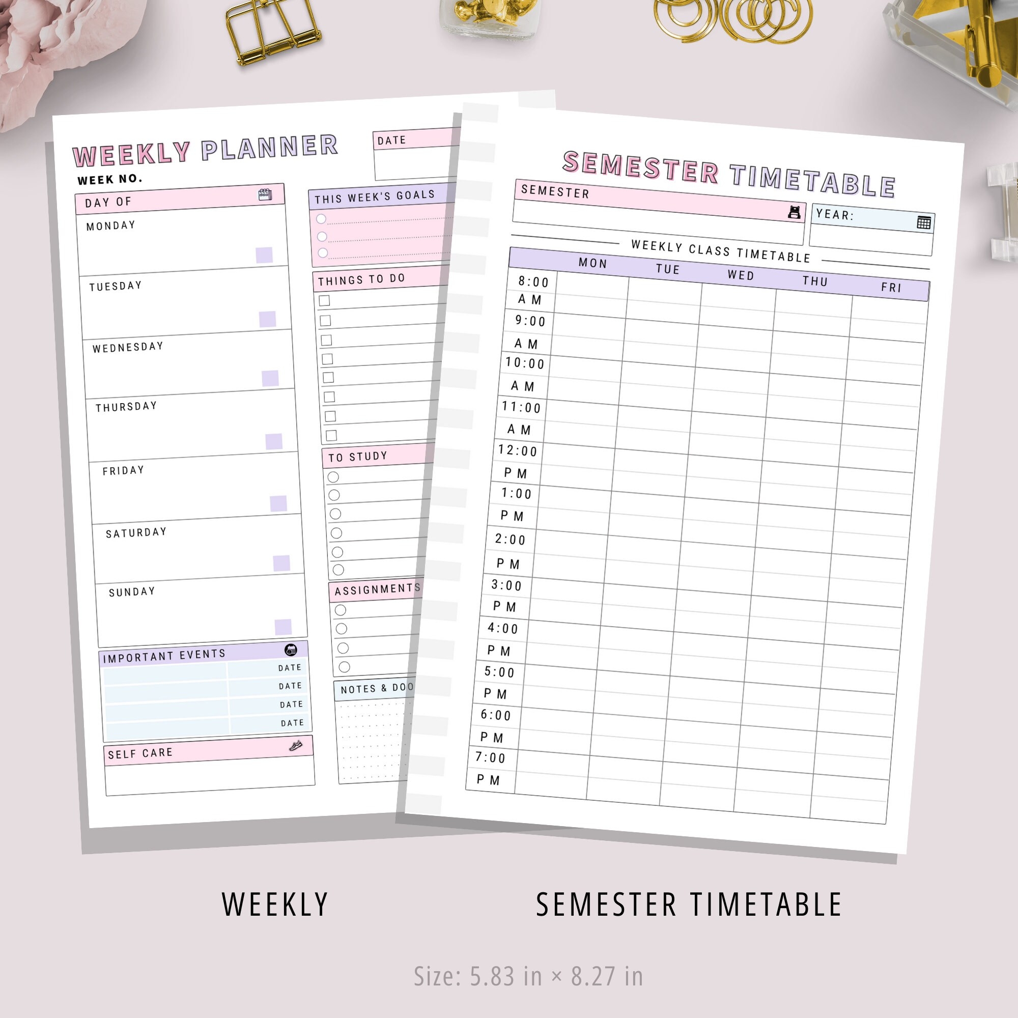 A5 Student Planner Printable Study Planner School Planner Etsy UK