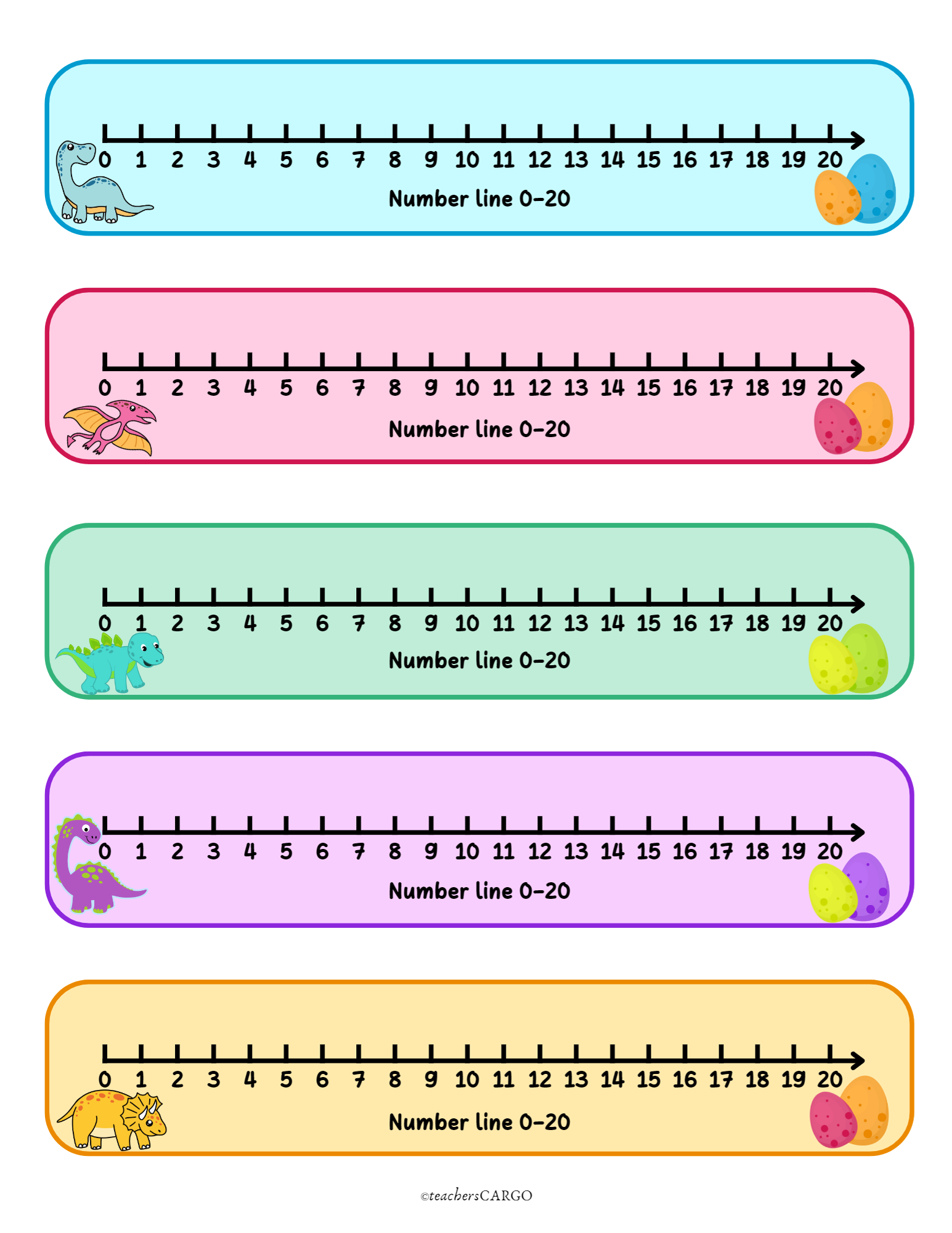 Addition And Subtraction Within 20 Printable Number Lines To 20 