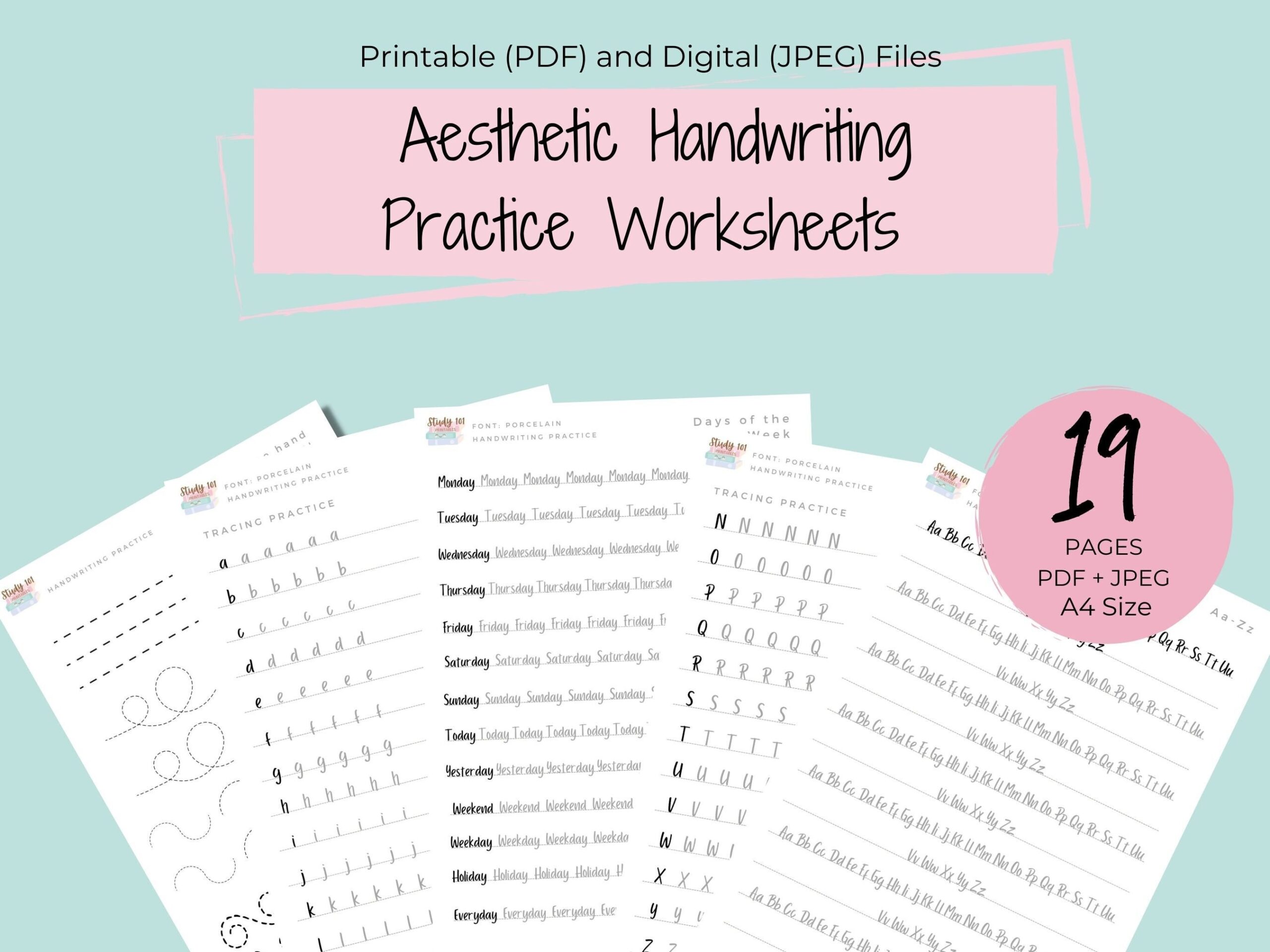 Aesthetic Handwriting Practice Worksheets Printable Handwriting 