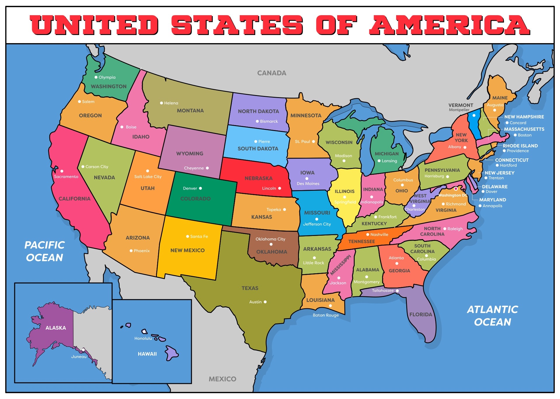 All 50 States Map 10 Free PDF Printables Printablee