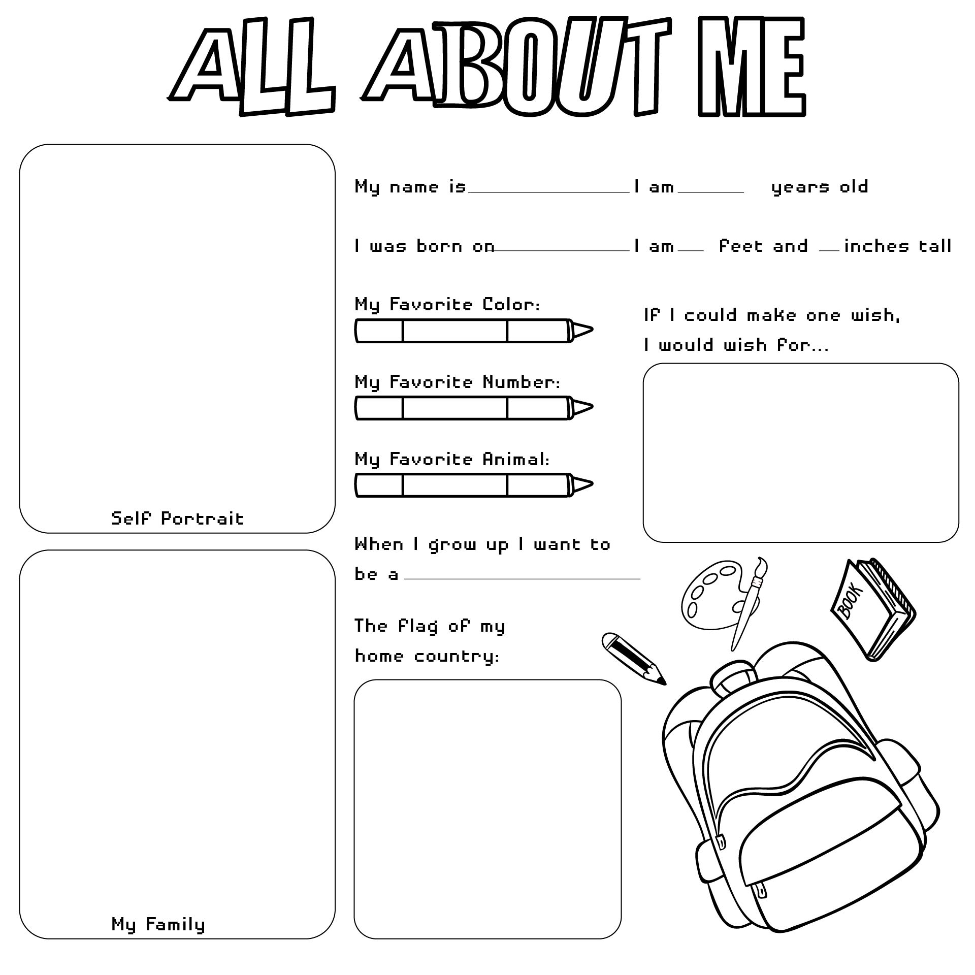 Free All About Me Printables