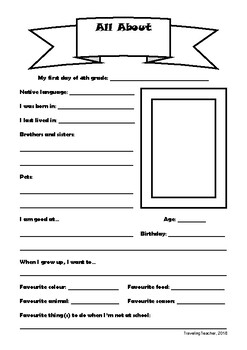 All About Me 4th Grade Printable
