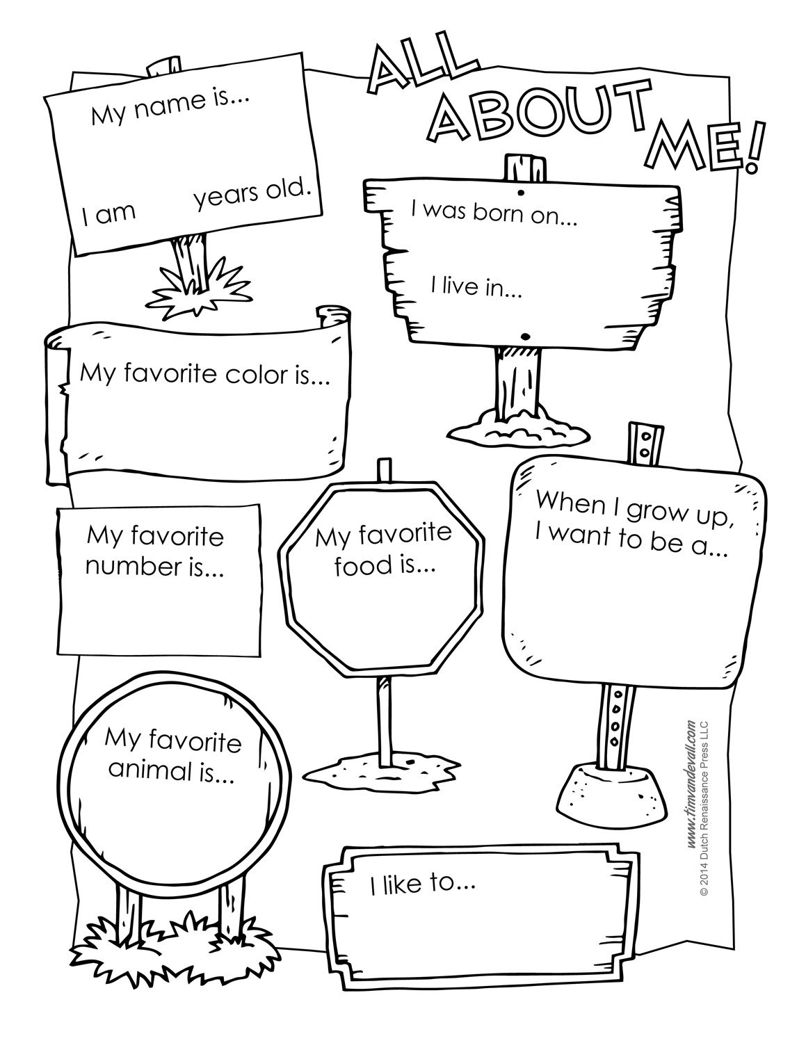 All About Me Printables 4th Grade