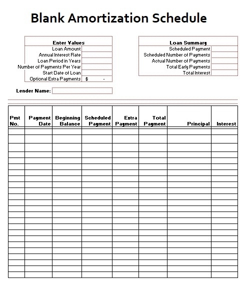 Amortization Schedule Printable Printable Free Templates