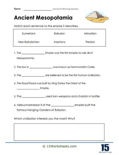 Ancient Mesopotamia Worksheets 15 Worksheets