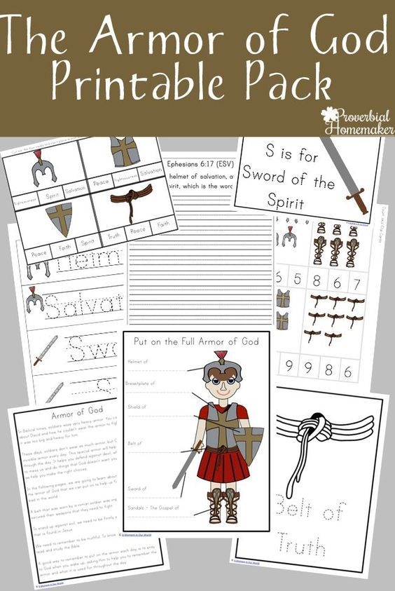 Armor Of God Printable Pack Bible Lessons For Kids Armor Of God 