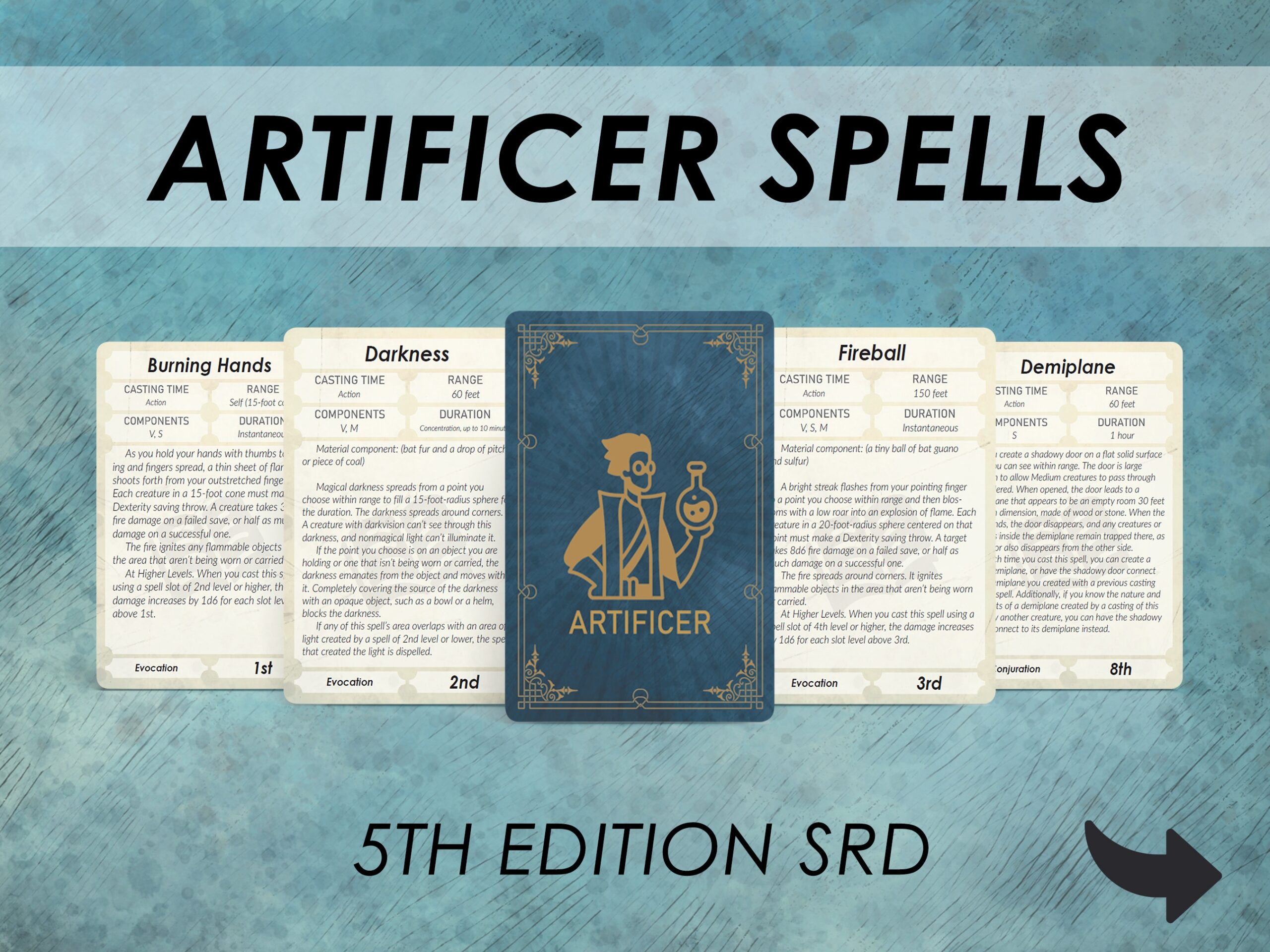 Printable Spell Cards Dnd 5E